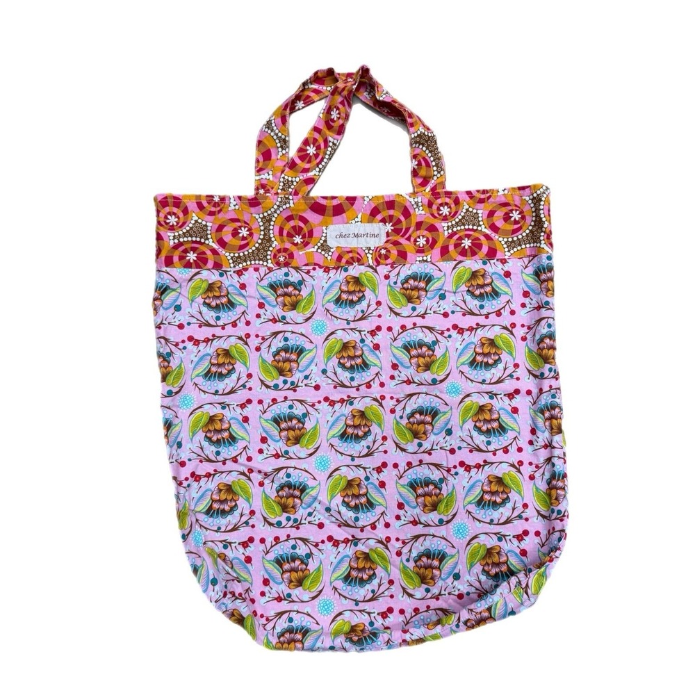Chez Martine Floral Tote Bag Reusable Fabric Shopping Market Bag Handmade‎